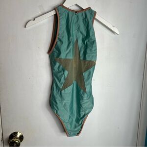 Agua de coco one piece sheer star shape in front zip up on back